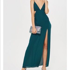 Topshop Teal Maxi Dress with Cut-Outs US2